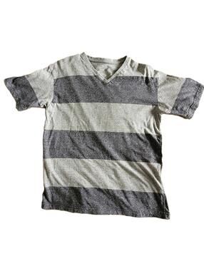 Jordan Craig Men’s Medium V-Neck T-Shirt Gray Stripe Short Sleeve Casual Tee